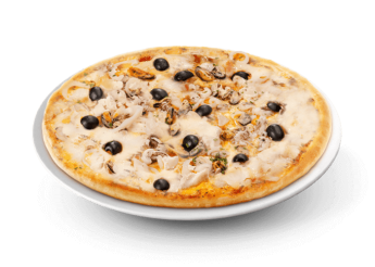 Cr�me fra�che, fromage, thon, champignons, olives.