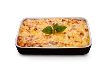 P�tes torti, sauce fromag�re, poulet, mozzarella r�p�e.