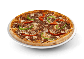 Tomate, fromage, origan, merguez, viande hach�e, poivrons.