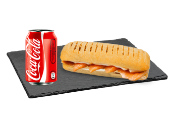 Saumon napp� de sauce pesto 
+ 1 Boisson 33cl au choix.
